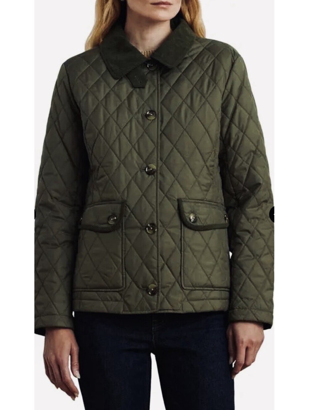 New Lauren Ralph Lauren Diamond Quilted Barn Jacket In Olive Size XS $198